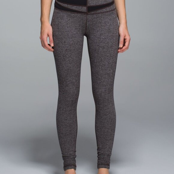 Lululemon Wunder Under Pant Giant Herringbone Black Heathered Black / Wi14 Quilt - Picture 5 of 9